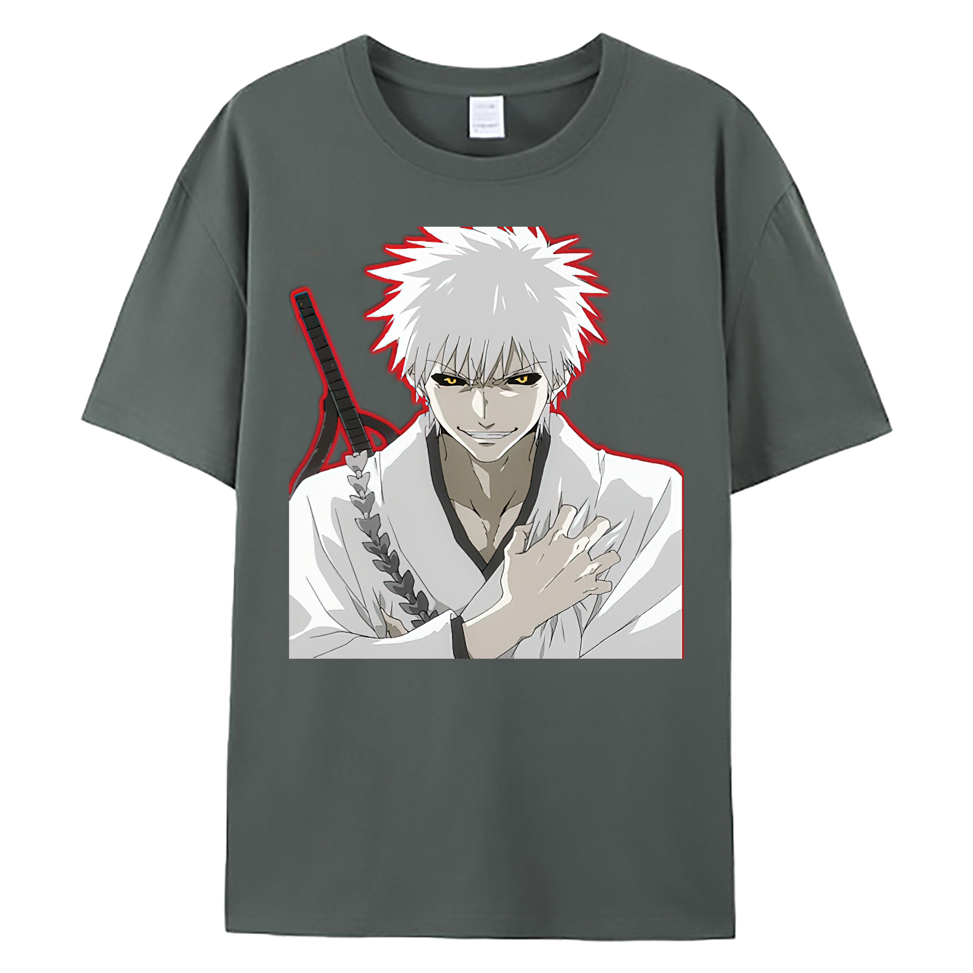 （画像用） ブリーチ 黒崎一護（くろさき いちご）BLEACH Kurosaki Ichigo 綿100％ メンズ半袖Tシャツ｜肌触りやわらか＆通気性